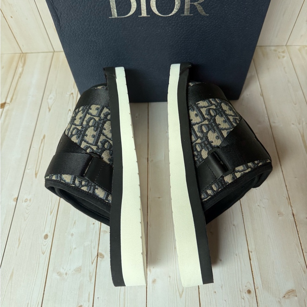 Christian Dior Oblique Jacquard Alpha Sandals Grey/Black Sz 40 / 7 - Picture 9 of 12